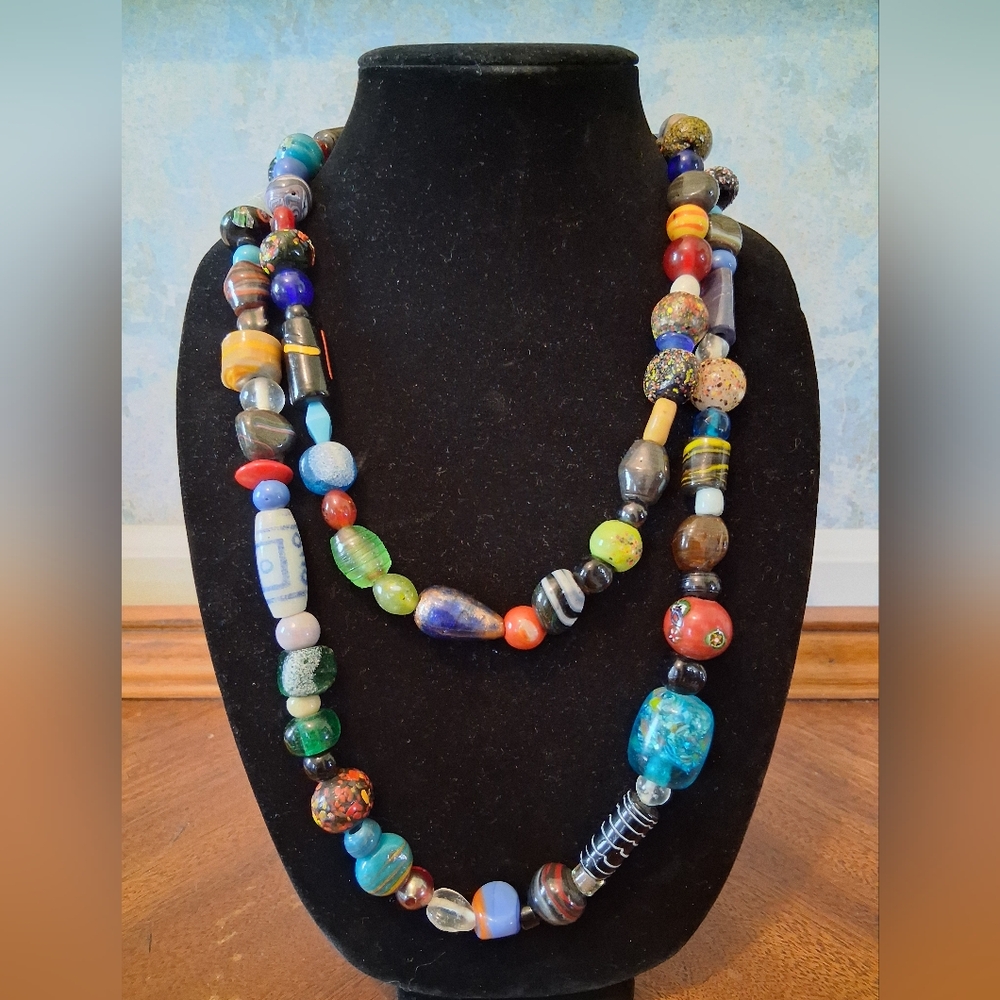 Vintage Multicolor Glass Bead Necklace
